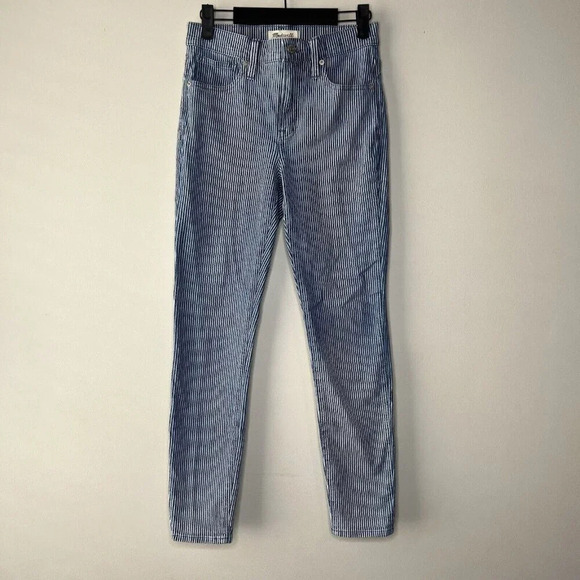 Madewell Denim - Madewell Women's 9" Mid-Rise Skinny Jeans Size 25 in Blue White Piper Stripe EUC